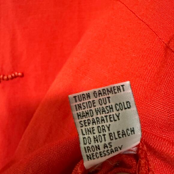 Jennifer Women Coral Red Sequin Embroidered Linen Blend Sleeveless Top Size 16 - Picture 9 of 16